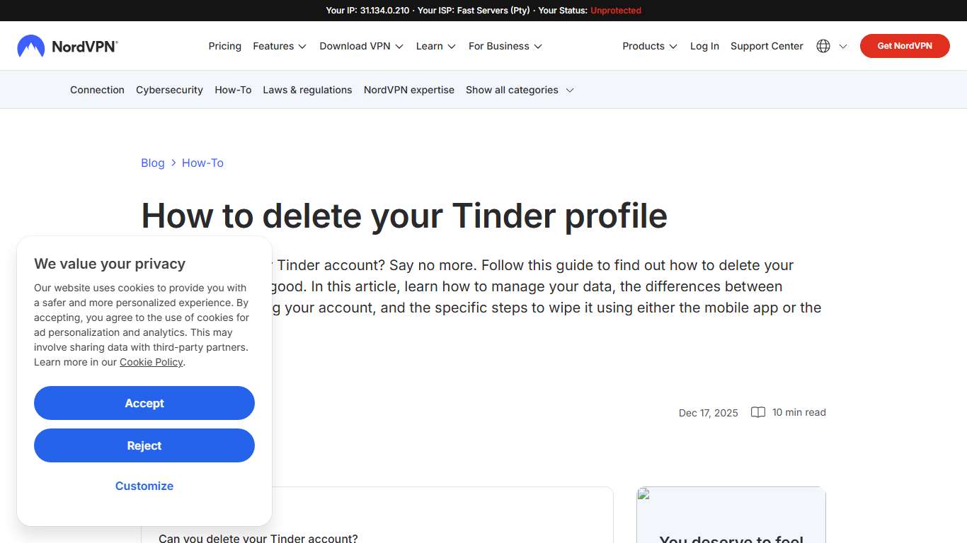 How to delete your Tinder account in 2026 NordVPN