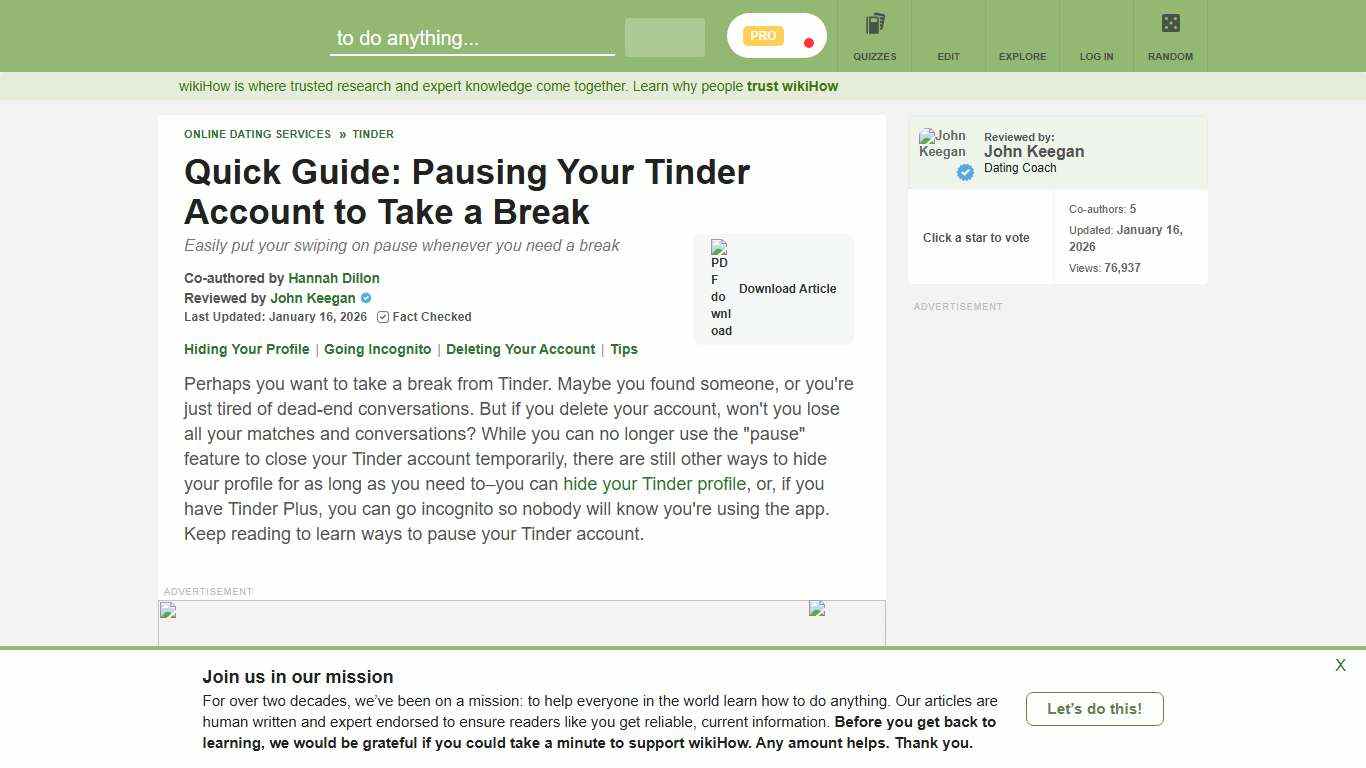 How to Pause or Hide Your Tinder Account: Quick and Easy